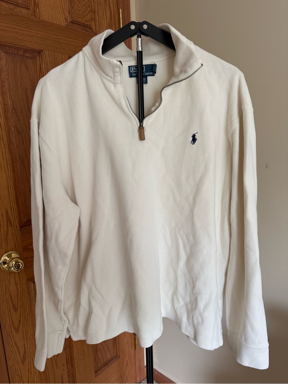 Ralph Lauren Cream 1/4 Zip Pullover with Navy Label